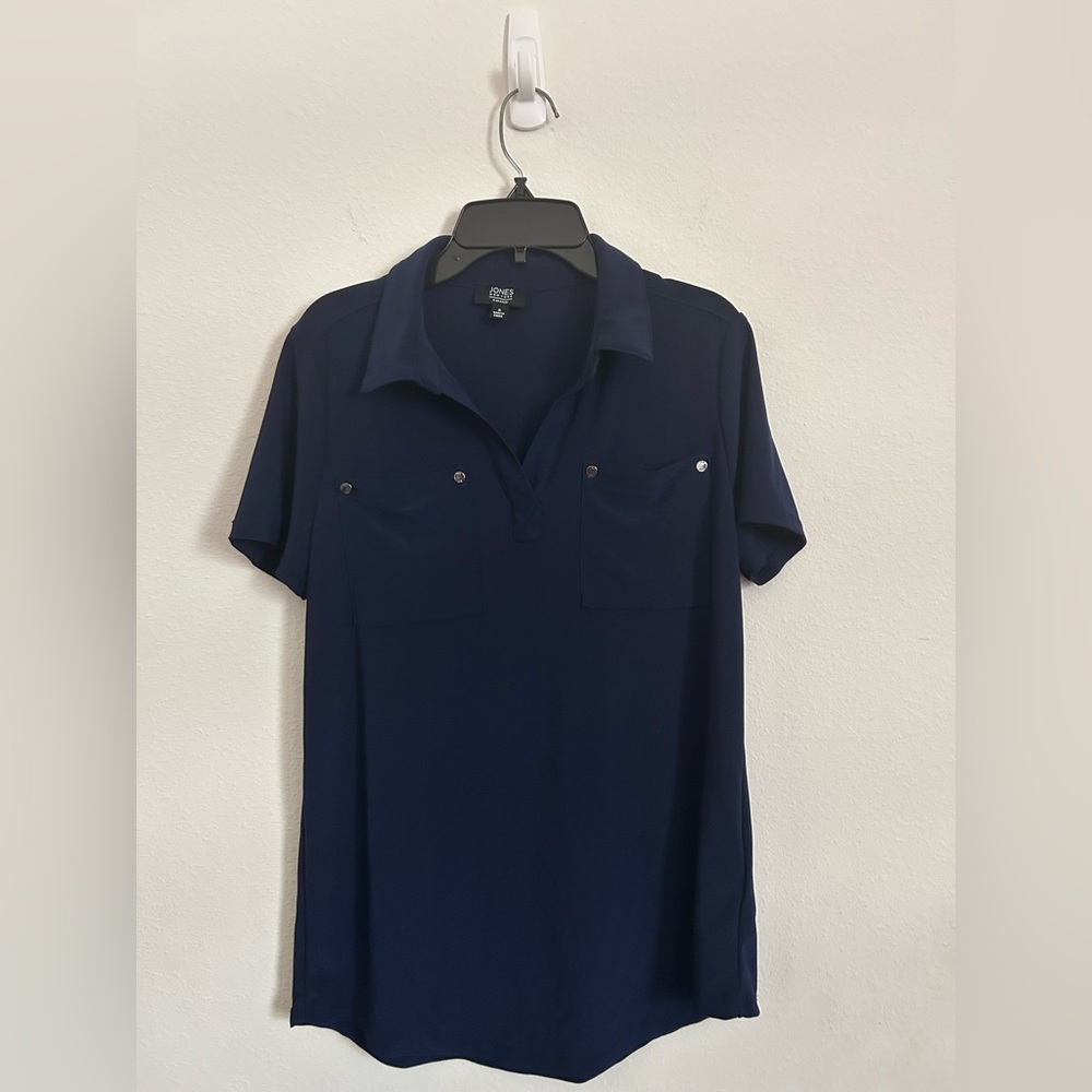 Jones New York Womens Collar Blouse Top